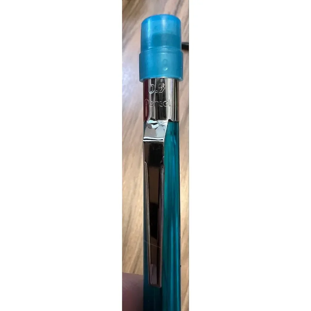 Vintage Pentel Quicker Clicker PD345 Blue 0.5mm Pencil With Eraser Refill